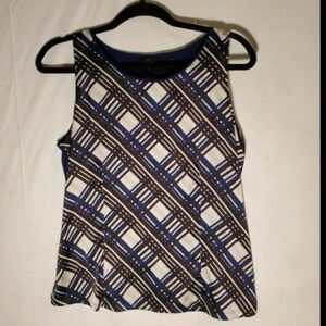 Ann Taylor Sleeveless Checkered Plaid Blouse Shirt Women’s Medium Blue White
